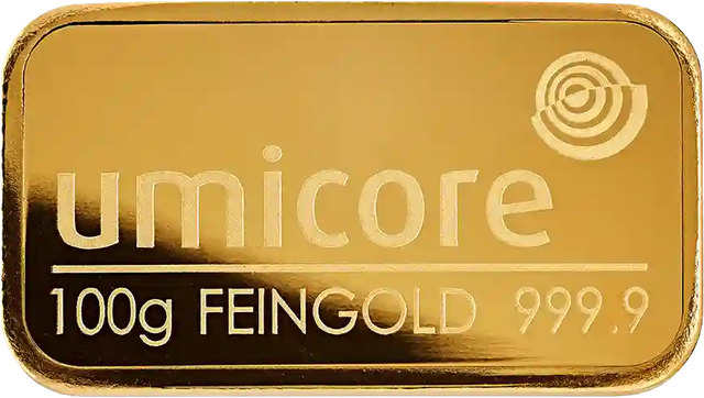 100g Umicore gold bar